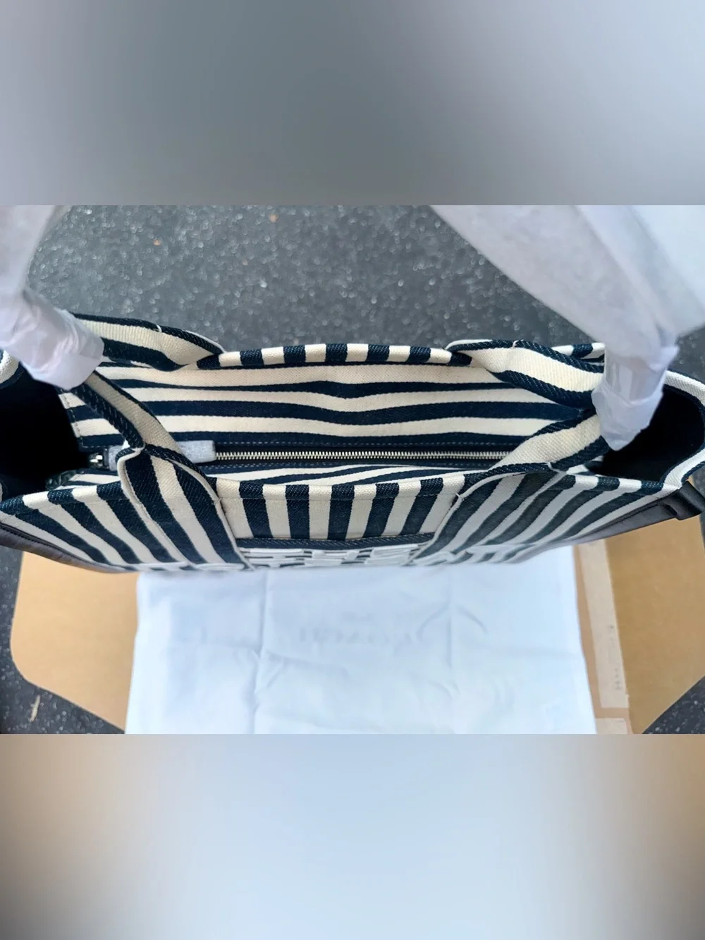 Marc Jacobs large Navy and White Striped Canvas Tote
